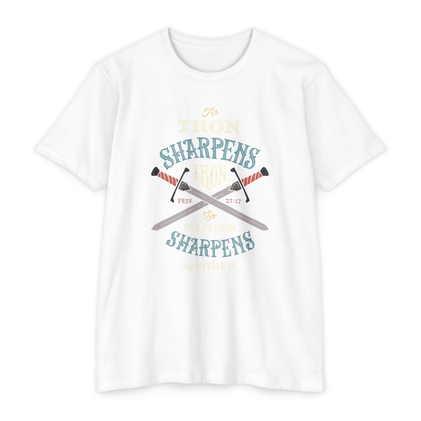 Iron Sharpens Iron Baseball T-Shirt — "As Iron Sharpens Iron, One Person Sharpens Another"