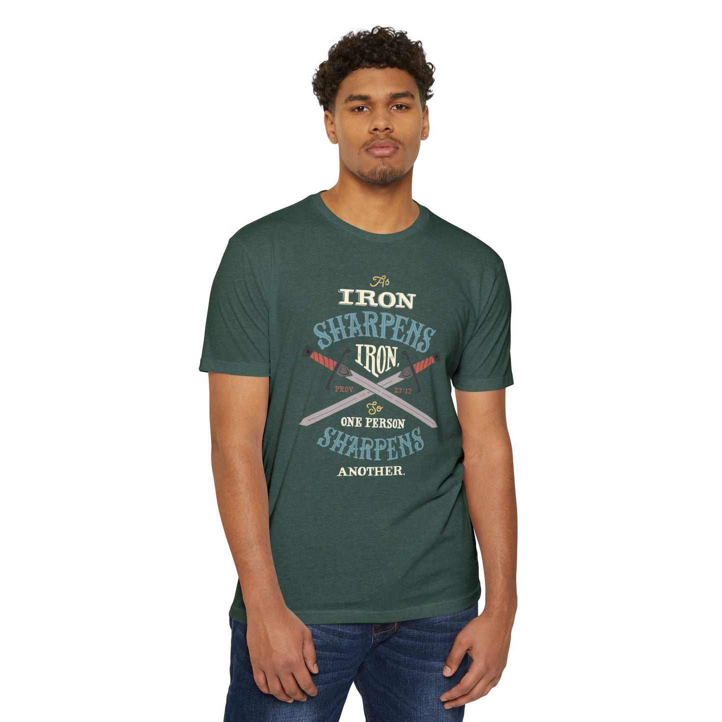 Iron Sharpens Iron Baseball T-Shirt — "As Iron Sharpens Iron, One Person Sharpens Another"
