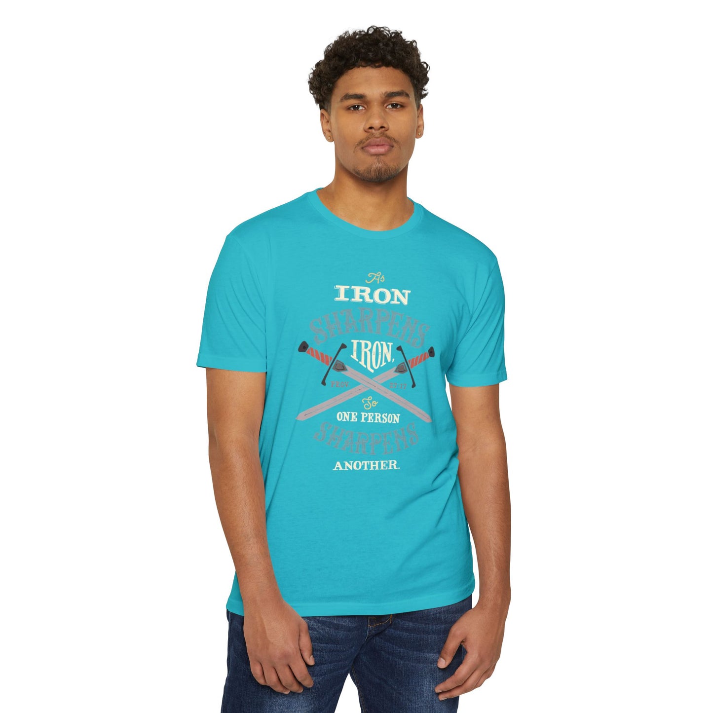 Iron Sharpens Iron Baseball T-Shirt — "As Iron Sharpens Iron, One Person Sharpens Another"