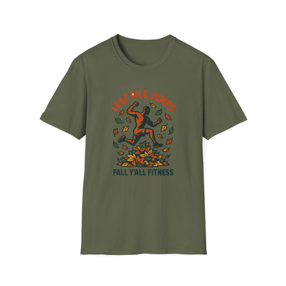 Leaf Pile Jump Fitness T-Shirt