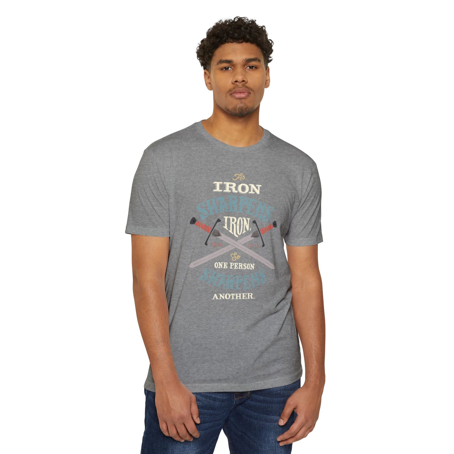 Iron Sharpens Iron Baseball T-Shirt — "As Iron Sharpens Iron, One Person Sharpens Another"