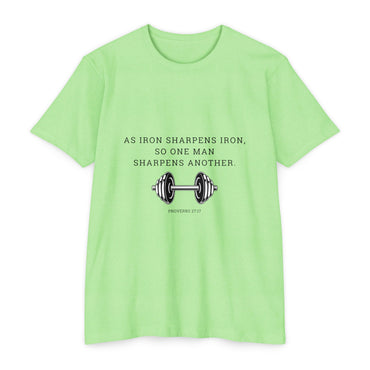 As Iron Sharpens Iron Weightlifting T-Shirt — Inspirational Gym Tee