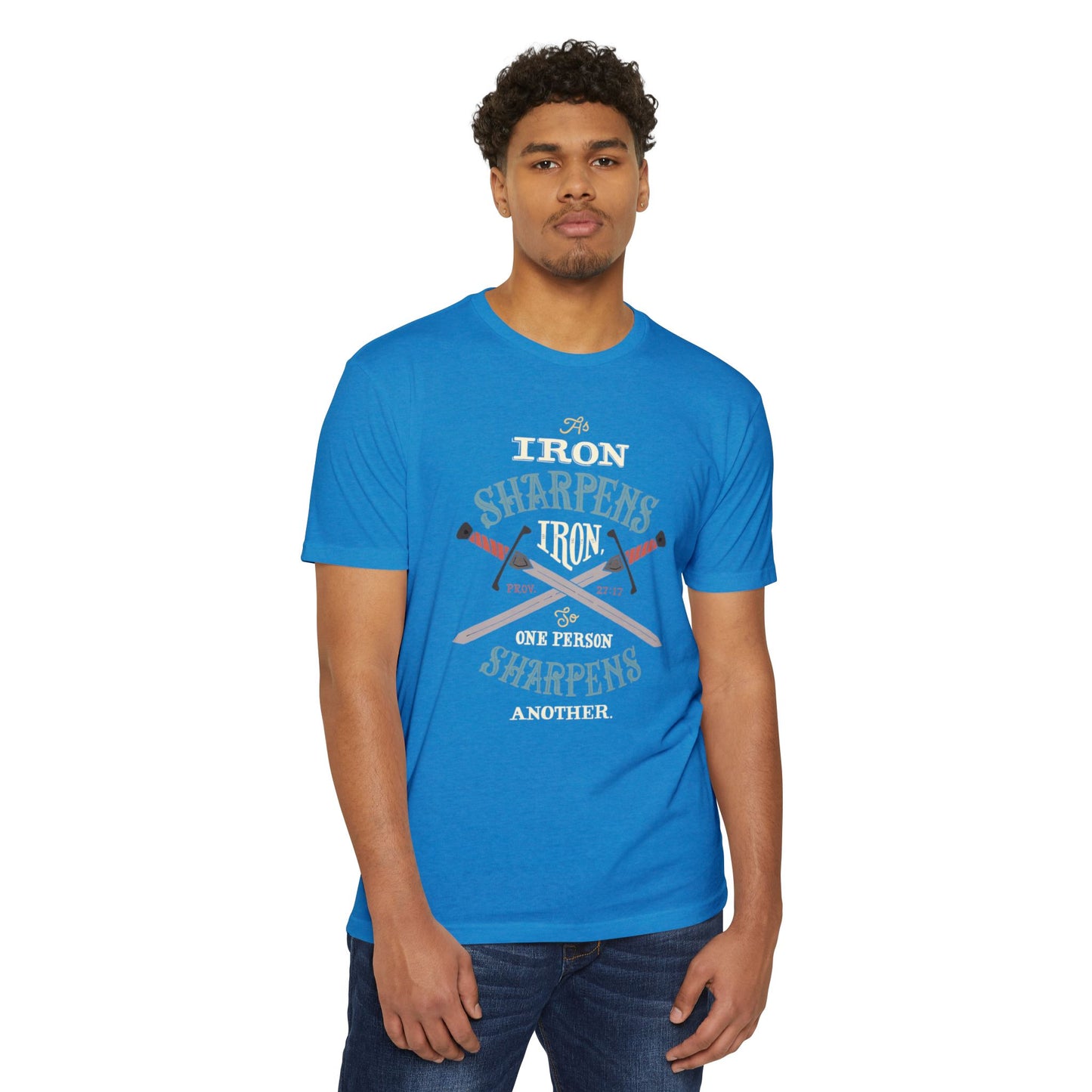 Iron Sharpens Iron Baseball T-Shirt — "As Iron Sharpens Iron, One Person Sharpens Another"