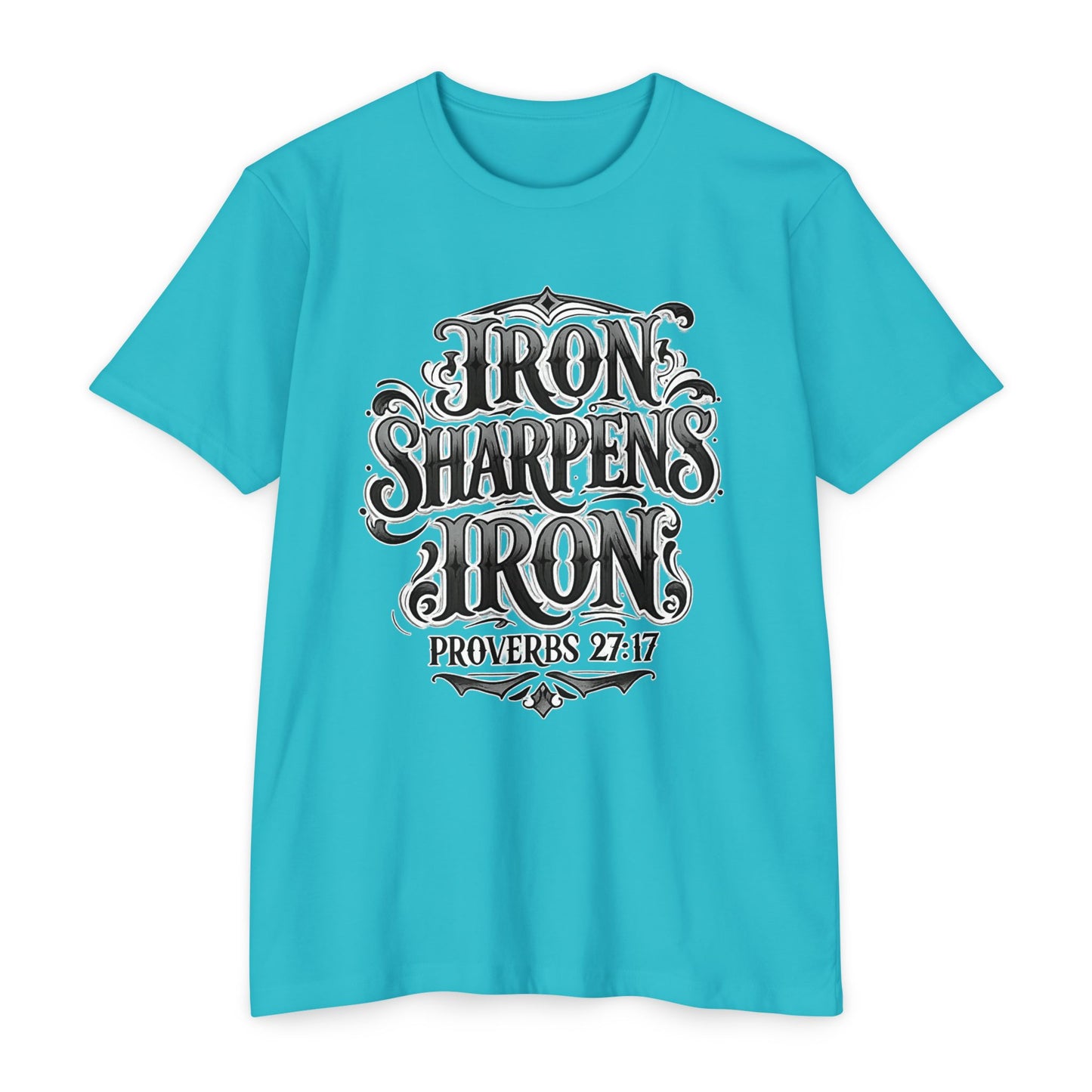 Iron Sharpens Iron T-Shirt — Proverbs 27:17 Christian Faith Tee
