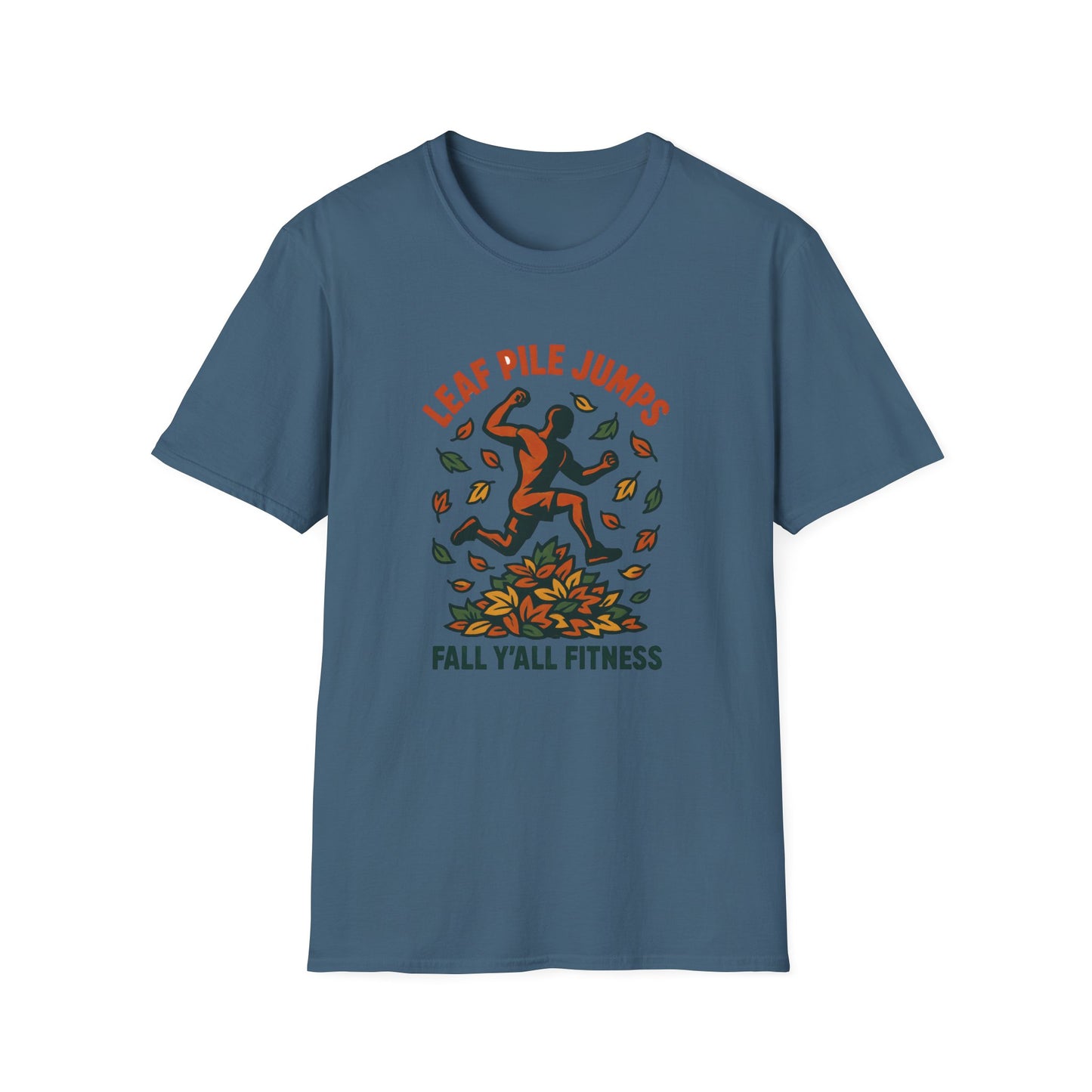 Leaf Pile Jump Fitness T-Shirt