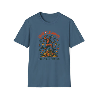 Leaf Pile Jump Fitness T-Shirt