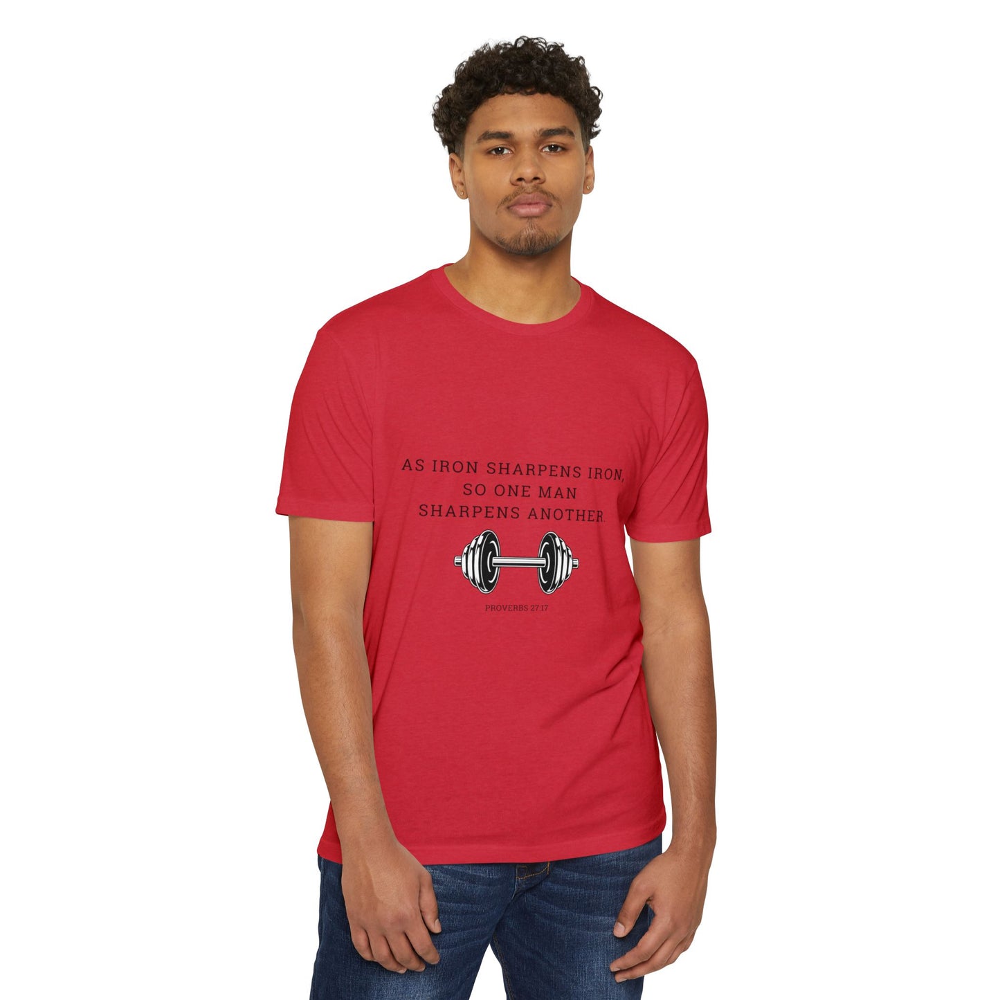 As Iron Sharpens Iron Weightlifting T-Shirt — Inspirational Gym Tee