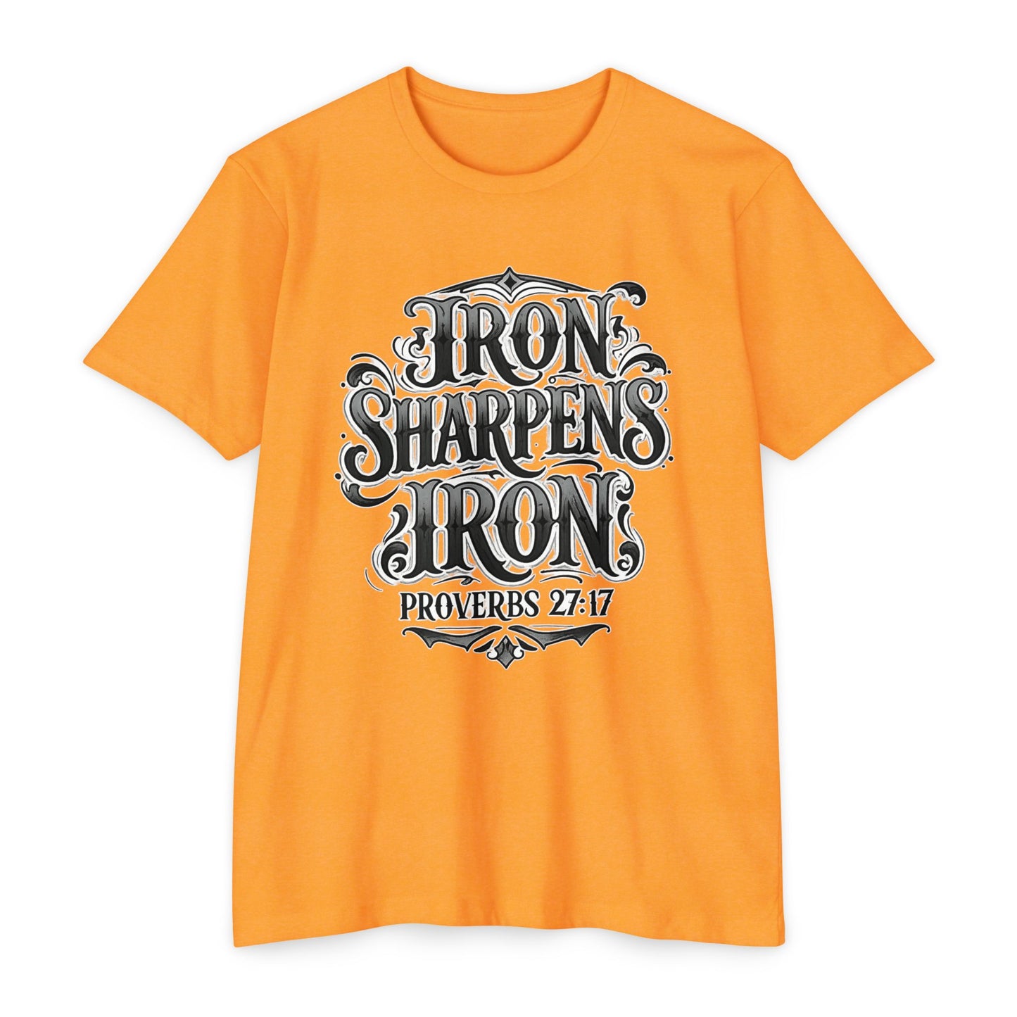 Iron Sharpens Iron T-Shirt — Proverbs 27:17 Christian Faith Tee