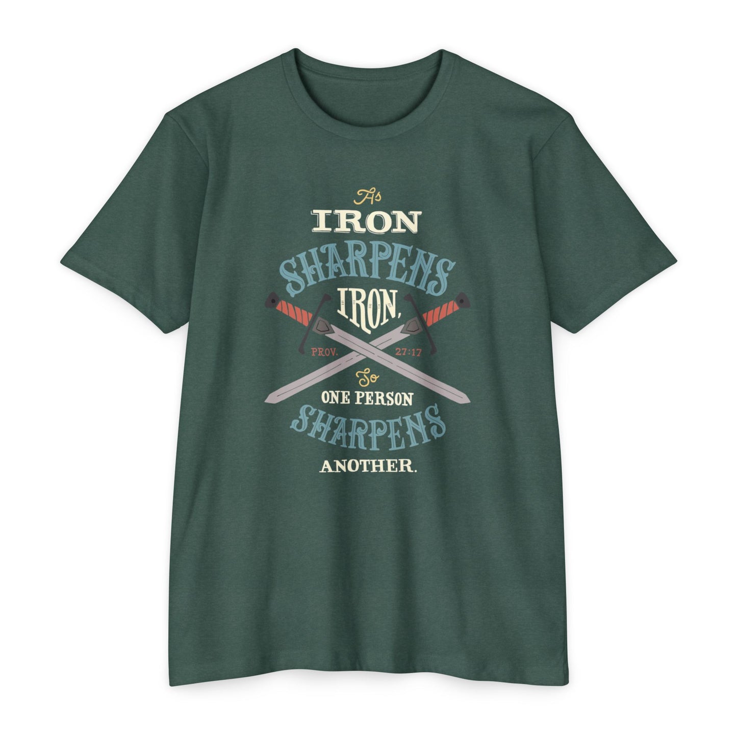 Iron Sharpens Iron Baseball T-Shirt — "As Iron Sharpens Iron, One Person Sharpens Another"