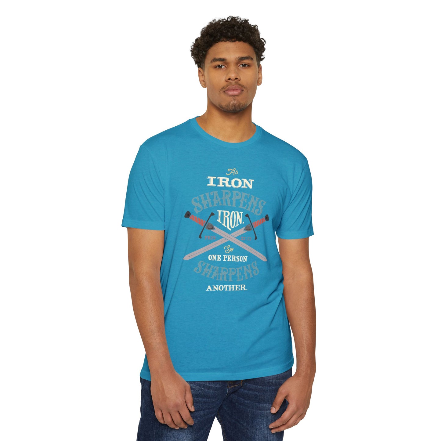 Iron Sharpens Iron Baseball T-Shirt — "As Iron Sharpens Iron, One Person Sharpens Another"