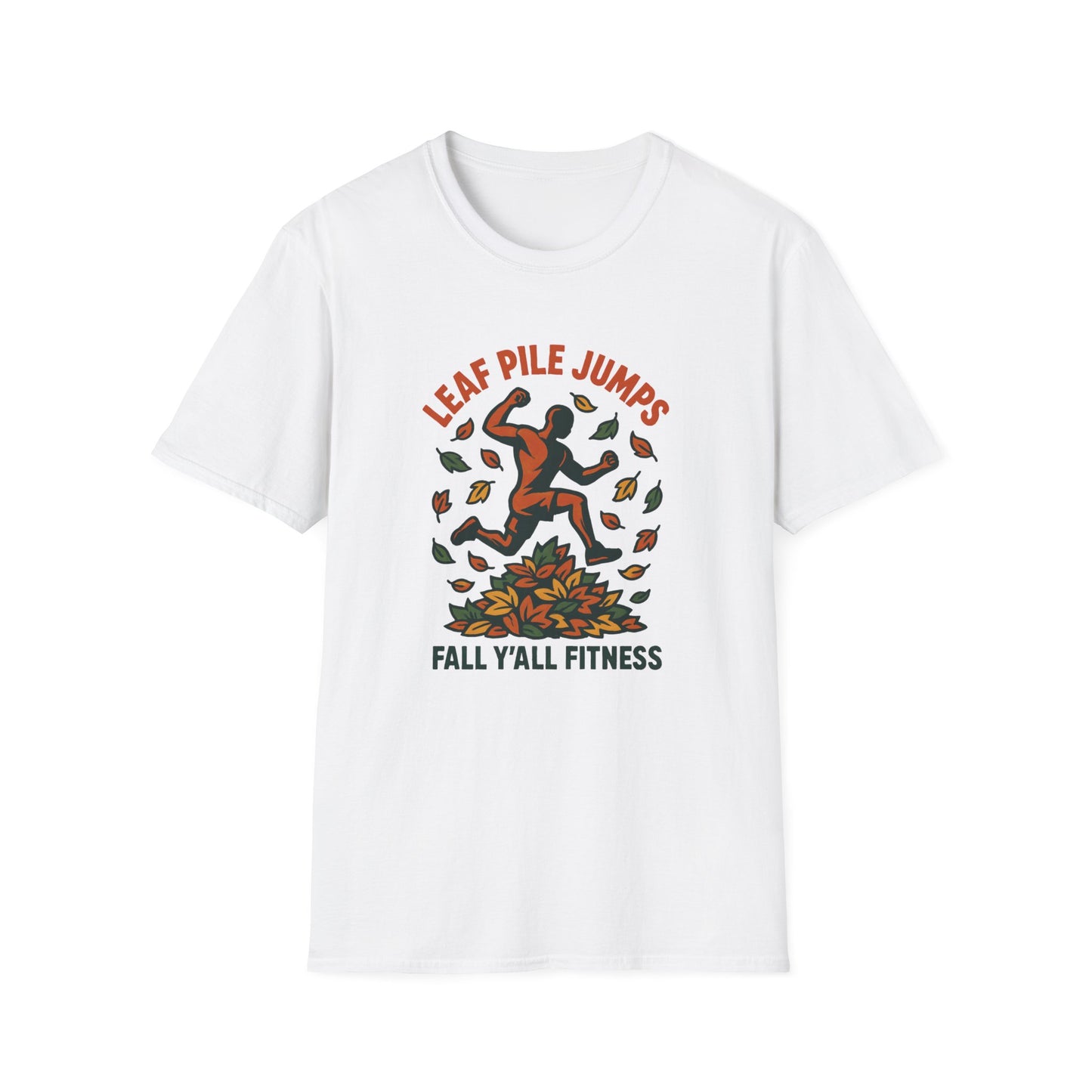 Leaf Pile Jump Fitness T-Shirt