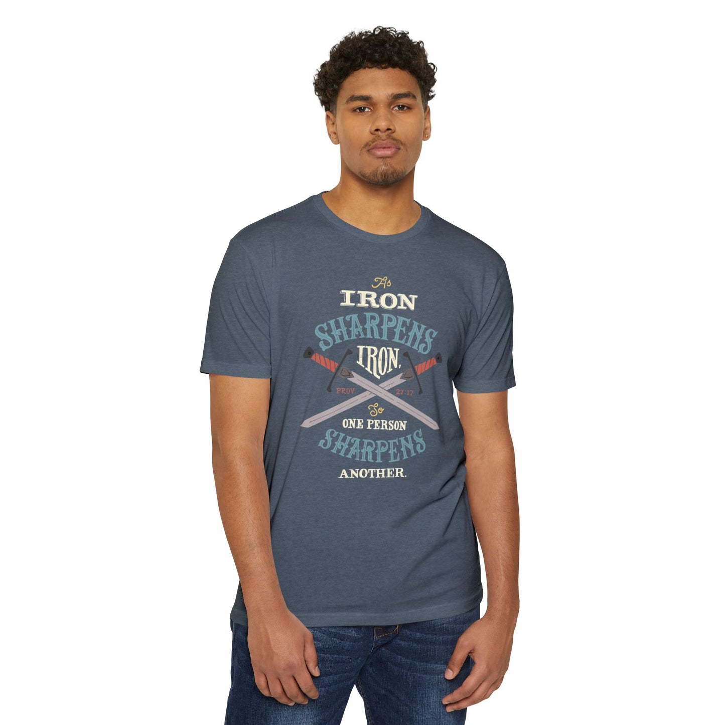 Iron Sharpens Iron Baseball T-Shirt — "As Iron Sharpens Iron, One Person Sharpens Another"