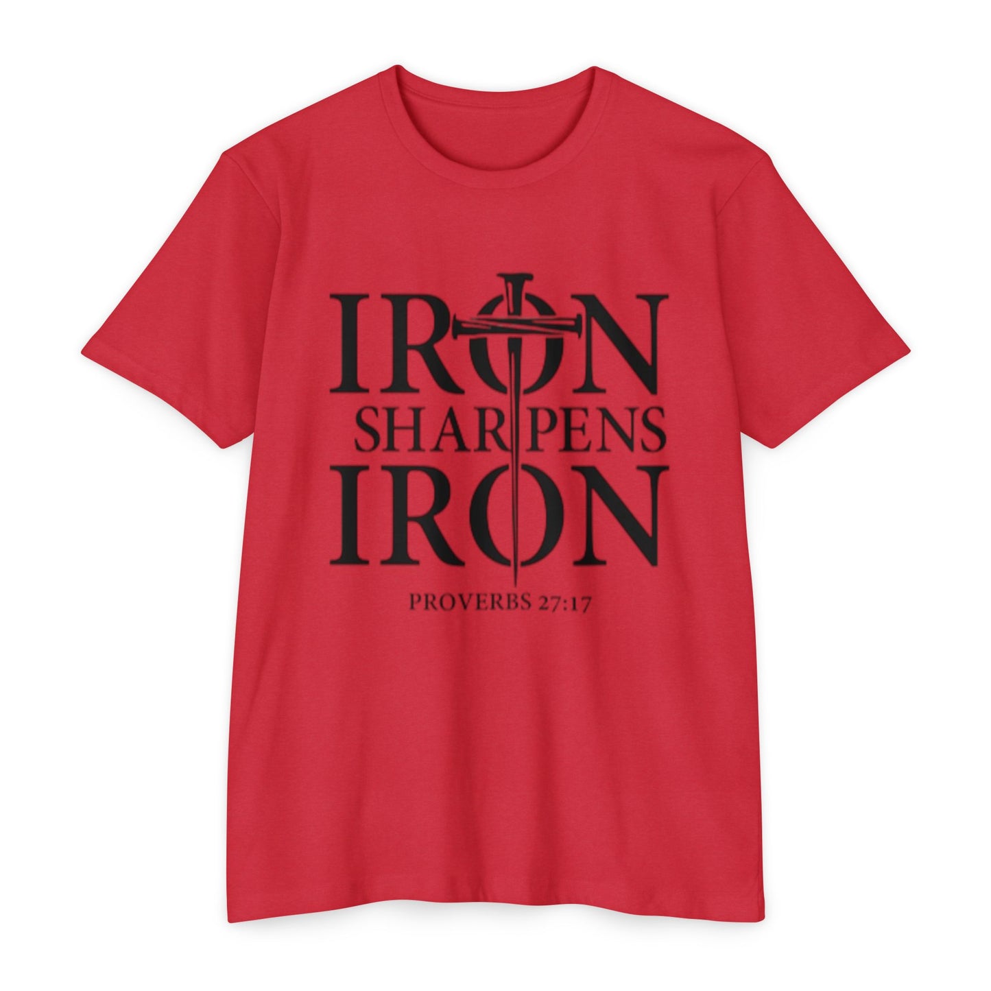Iron Sharpens Iron T-Shirt — Proverbs 27:17 Christian Faith Tee