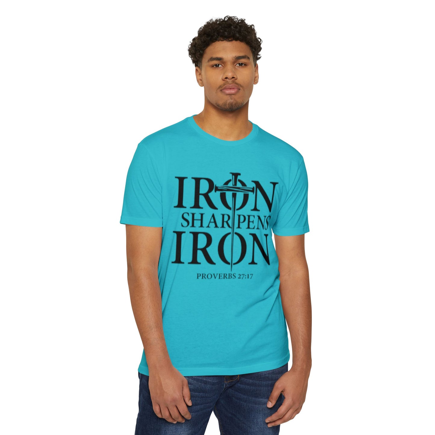 Iron Sharpens Iron T-Shirt — Proverbs 27:17 Christian Faith Tee
