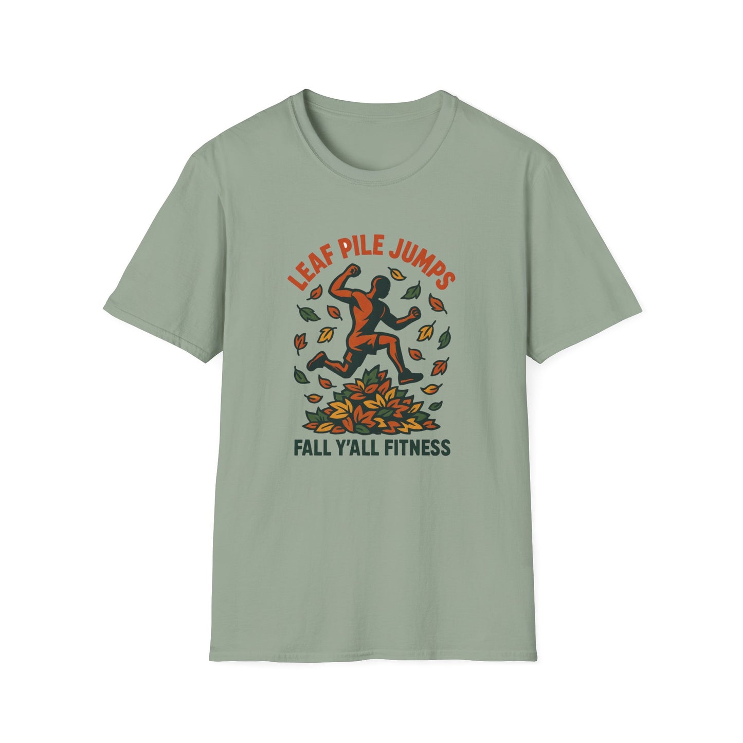 Leaf Pile Jump Fitness T-Shirt