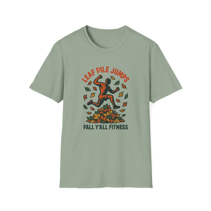 Leaf Pile Jump Fitness T-Shirt