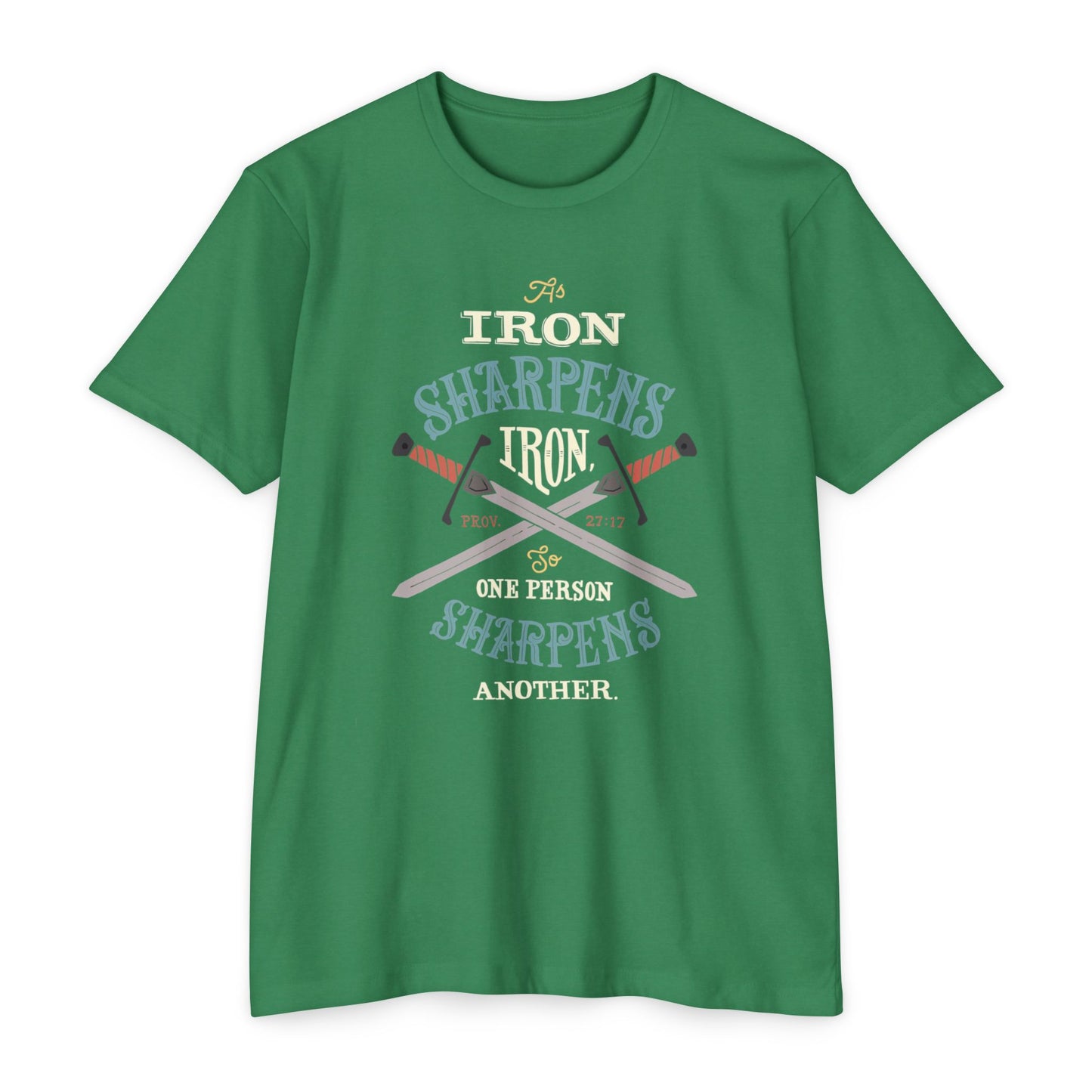 Iron Sharpens Iron Baseball T-Shirt — "As Iron Sharpens Iron, One Person Sharpens Another"
