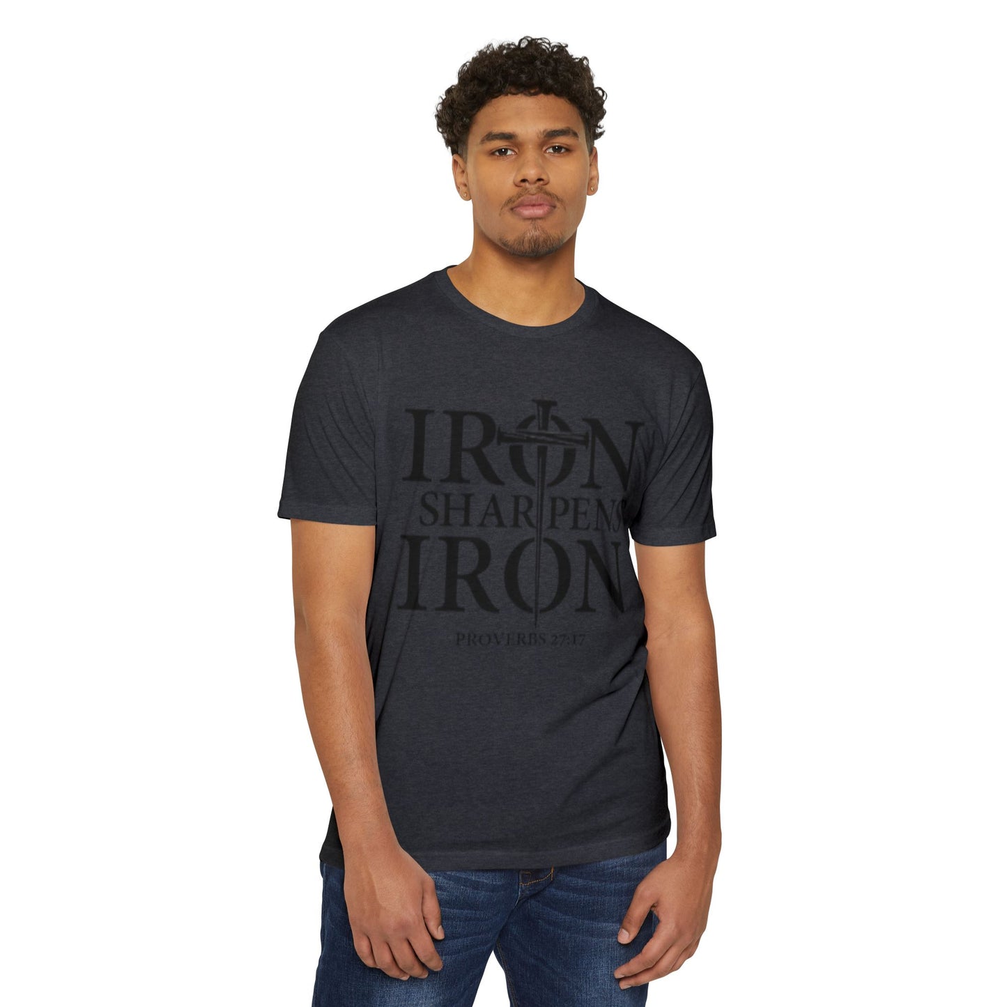 Iron Sharpens Iron T-Shirt — Proverbs 27:17 Christian Faith Tee