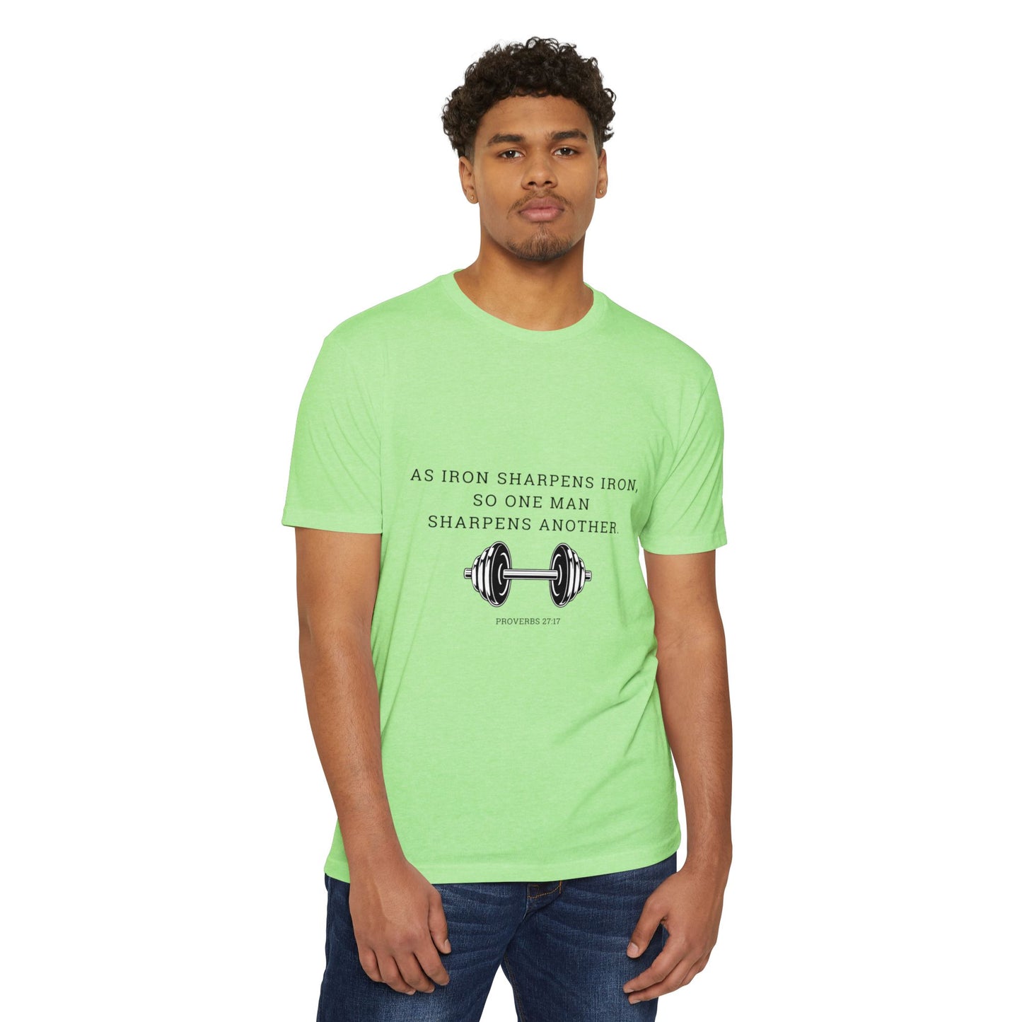As Iron Sharpens Iron Weightlifting T-Shirt — Inspirational Gym Tee