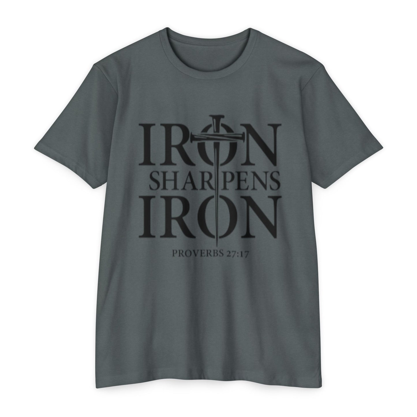 Iron Sharpens Iron T-Shirt — Proverbs 27:17 Christian Faith Tee