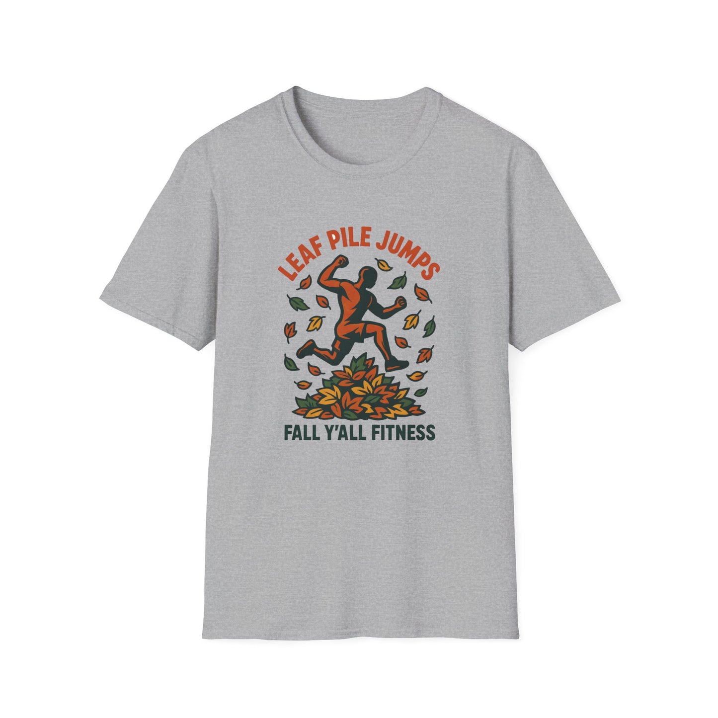 Leaf Pile Jump Fitness T-Shirt