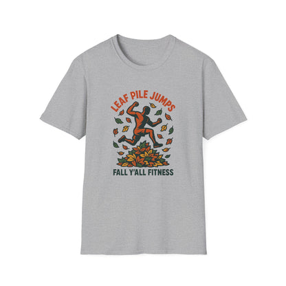 Leaf Pile Jump Fitness T-Shirt