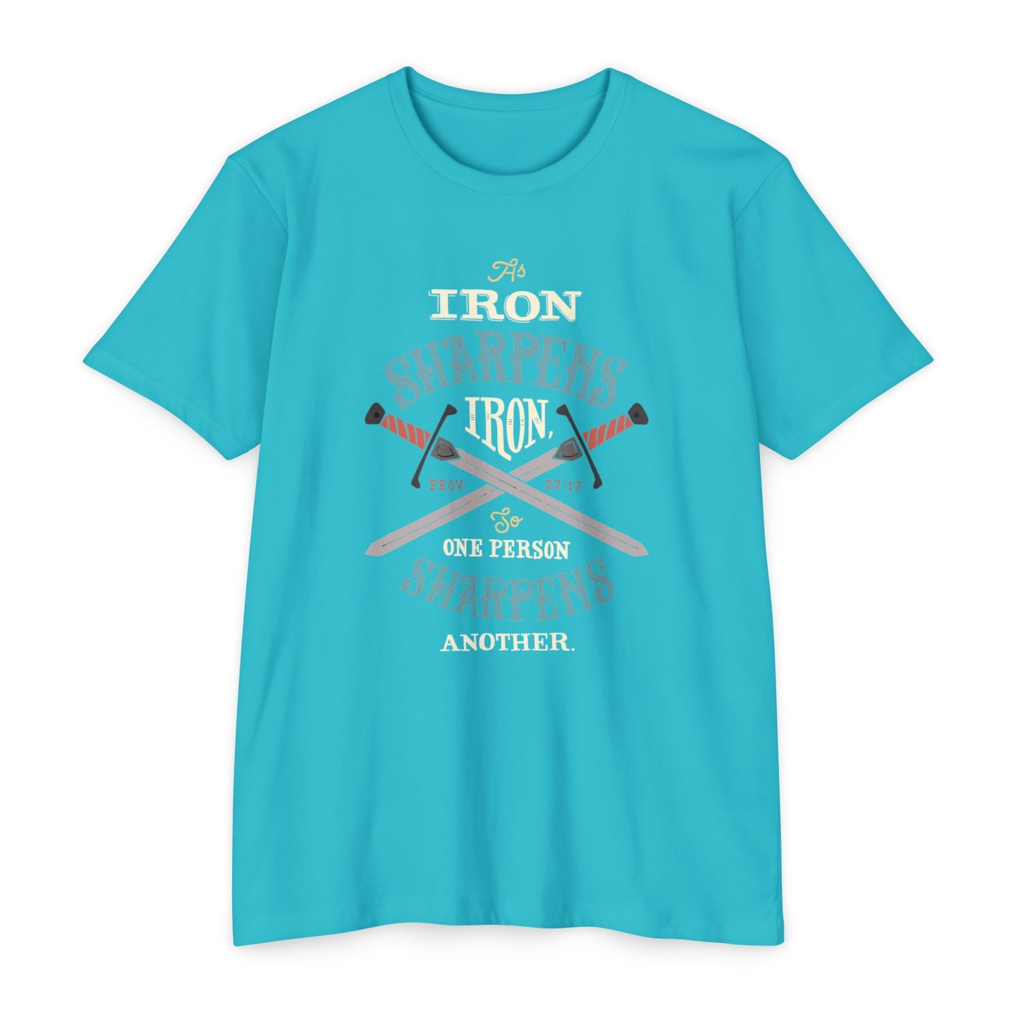 Iron Sharpens Iron Baseball T-Shirt — "As Iron Sharpens Iron, One Person Sharpens Another"