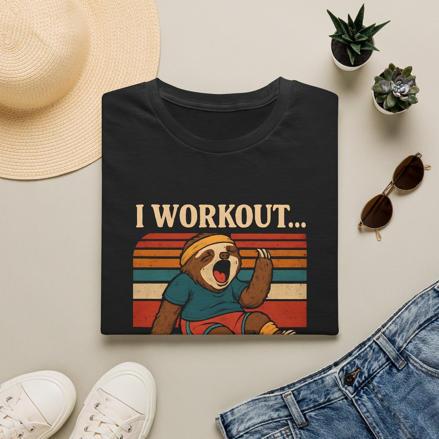Napping Bear in Activewear T-Shirt