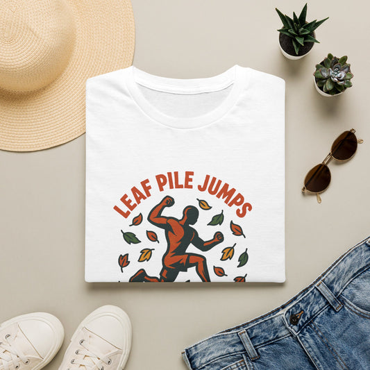 Leaf Pile Jump Fitness T-Shirt