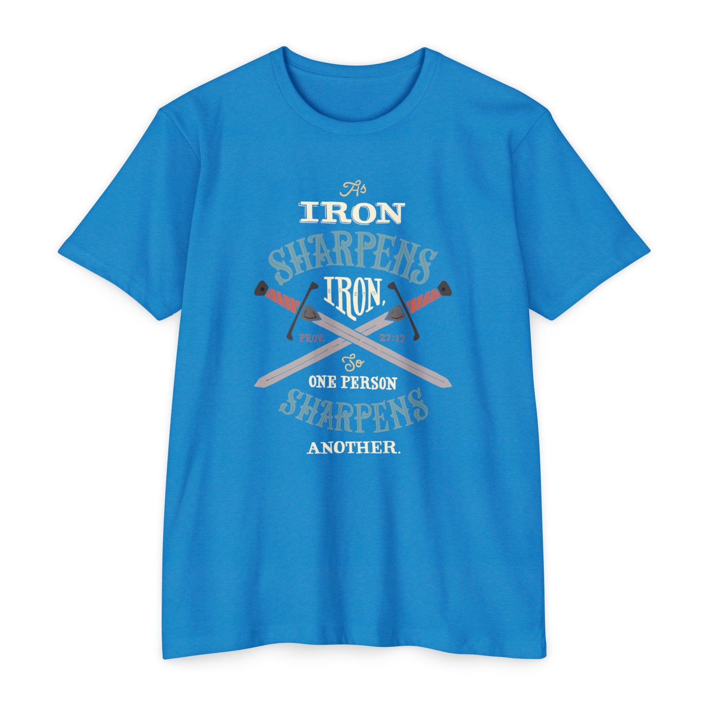 Iron Sharpens Iron Baseball T-Shirt — "As Iron Sharpens Iron, One Person Sharpens Another"