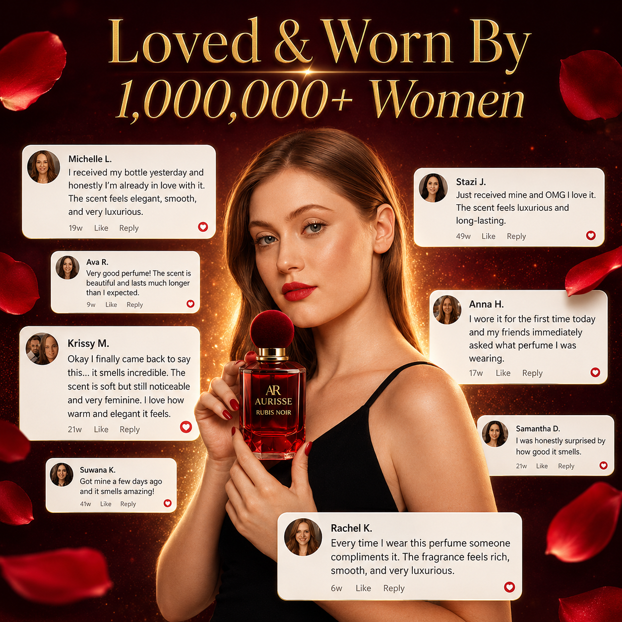 Premium Aurisse Rubis Noir Luxury Perfume for Women 50ML - Long Lasting - Free Shipping